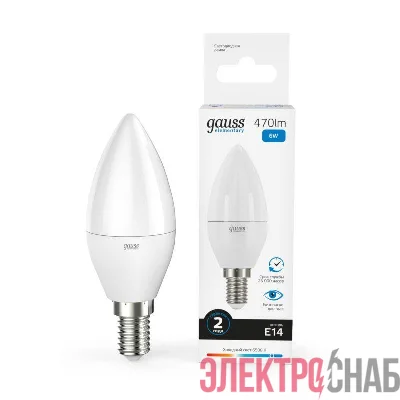 Лампа светодиодная Elementary 6Вт свеча 6500К холод. бел. E14 470лм GAUSS 33136