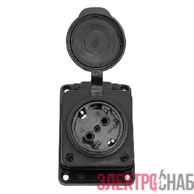 Розетка настенная 16А IP44 230В 2P+PE наклон. с защ. крышкой каучук Basic EKF RPS-019-16-230-44