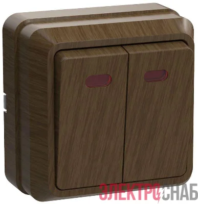 Выключатель 2-кл. ОП Октава 10А IP20 ВС20-2-1-ОД с индикацией дуб GENERICA EVO21-K04-10-DC
