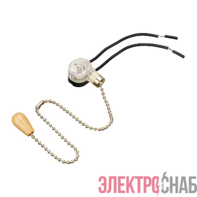 Выключатель для настенного светильника с проводом и деревянным наконечником gold блист. Rexant 06-0243-A