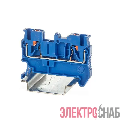 Клемма проходная зажим push-in 2 точки подключения 2.5кв.мм син. DKC VPR-2.5-BU
