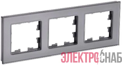 Рамка 3-м BRITE РУ-3-2-БрСе стекло сер. IEK BR-M32-G-K03