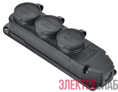 Колодка удлинителя 3-м 16А IP44 с защ. крышкой каучук черн. GENERICA ERK20-016-03-44-K02-G