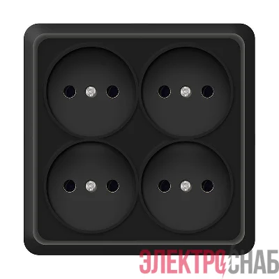 Розетка 4-м ОП Олимп 16А IP20 квадрат без заземл. черн. Universal 2220