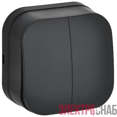 Выключатель 2-кл. ОП GLORY ВС20-2-0-ХЧм 10А черн. матов. IEK EVH20-K02M-10