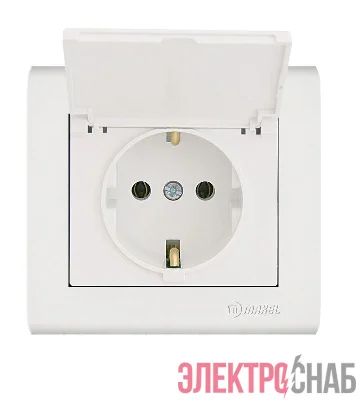 Розетка Manolya с заземл. и крышкой бел. Makel 41001029