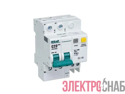 Выключатель автоматический дифференциального тока 2п C 20А 30мА тип AC 4.5кА ДИФ-101 4.5мод. DEKraft 15004DEK