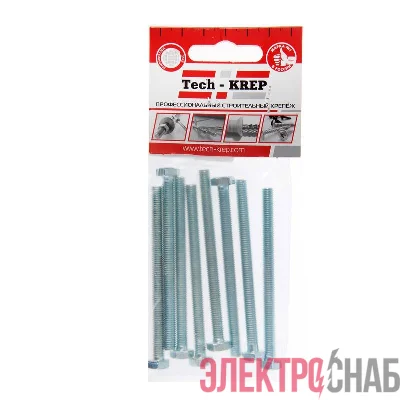 Болт DIN933 с шестигранной головкой М6х80 оцинк. (уп.8шт) Tech-KREP 102965