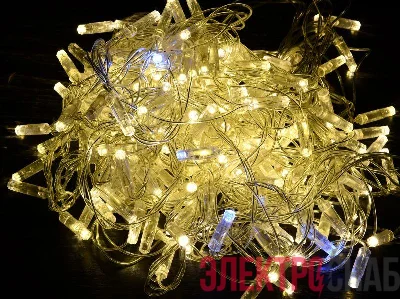 Гирлянда "Нить" 10м 100LED тепл. бел. IP44 провод прозр. 230В мерцание транзит IEK LGDU121-1-100-10-T-S-44