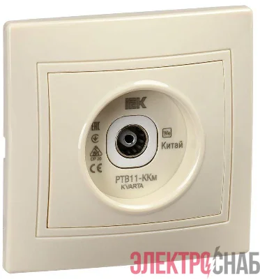 Розетка телевизионная проходная TV Кварта РТВ11-ККм крем. IEK KV-A10-P-K33