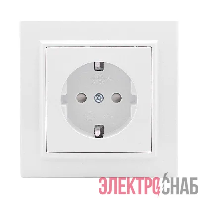 Розетка 1-м СП Минск 16А IP20 с заземл. защ. шторки бел. Basic EKF ERR16-028-100