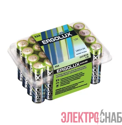 Элемент питания алкалиновый LR03 BP-24 LR03 BP-24 1.5В Alkaline (уп.24шт) Ergolux 11746