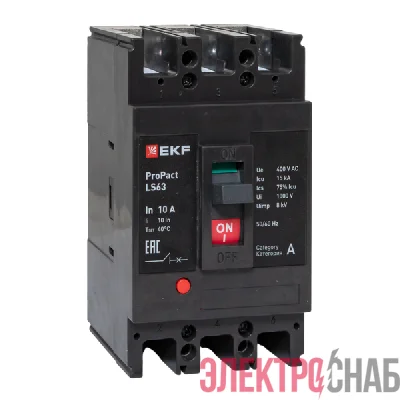 Выключатель автоматический 3п 10А 15кА LS63 ProPact EKF mccb-63-15-3-10-ls