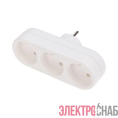 Разветвитель 3-м без заземл. 6-10А линейный бел. Rexant 11-1078