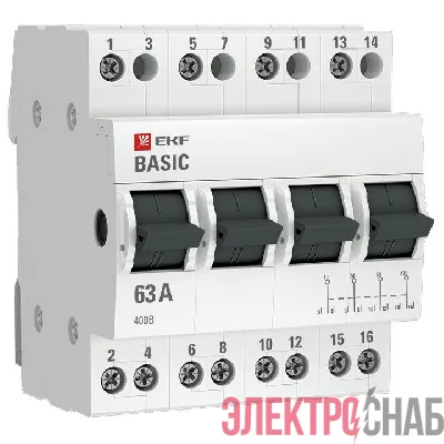 Переключатель трехпозиционный 4п 63А Basic EKF tps-4-63