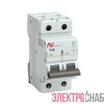 Выключатель автоматический модульный 2п C 16А 6кА AV-6 AVERES EKF mcb6-2-16C-av