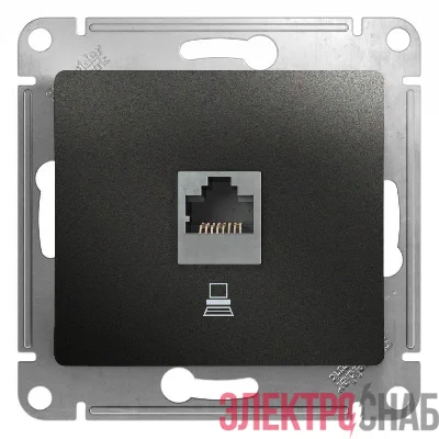 Розетка компьютерная 1-м Glossa RJ45 кат.5E механизм антрацит SE GSL000781K