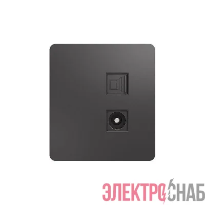 Розетка компьютерная + телевизионная СП ROUND MIELE RJ45 кат6 + TV титан Kranz KR-78-0722-2