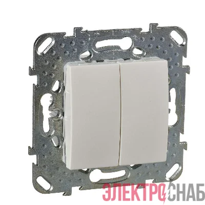 Переключатель проходной 2-кл. СП Unica 10А IP20 (2х(сх. 6)) механизм беж. SchE MGU5.213.25ZD