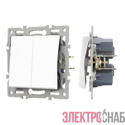 Механизм выключателя двухклавишный непроходной SWT-MK02-PL-WH (250В 16А) Arlight 043724