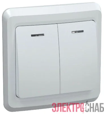 Выключатель 2-кл. СП Вега 10А IP20 ВС10-2-1-ВБ с индикацией бел. GENERICA EVV21-K01-10-DM