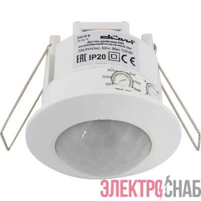 Датчик движения DDV-02 встраиваемый 360град. (под R63) 1200Вт 10-900с 6м 3-2000Лк бел. Duwi 25818 6