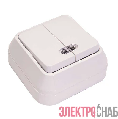 Выключатель 2-кл. ОП 10А IP20 с подсветкой бел. Makel 45123