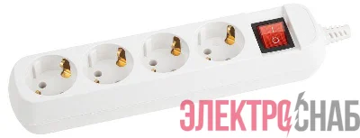 Колодка удлинителя 4-м с заземл. KX-4es с выкл. Эра Б0028344
