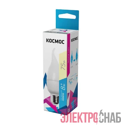 Лампа светодиодная CW 8Вт 220В E27 3000К Космос Lksm_LED8wCWE2730