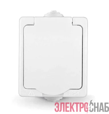 Розетка 1-м ОП Аллегро 16А с защ. крышкой защ. шторки с заземл. IP54 бел. UNIVersal 5563286