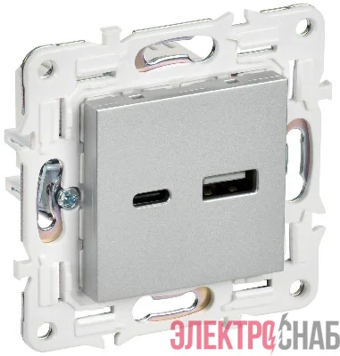 Розетка USB A+A 3.1А SKANDY SK-R15S серебр. IEK SK-U21-D31-K23