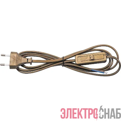 Провод с евроштекером и выключателем 1.9м H 03 VV-F 2х0.75кв.мм 2.5А зол. Duwi 24516 2
