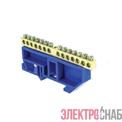 Шина нулевая N 6х9 14 отвер. латунь син. изолятор на DIN-рейку PROxima EKF sn0-63-14-d