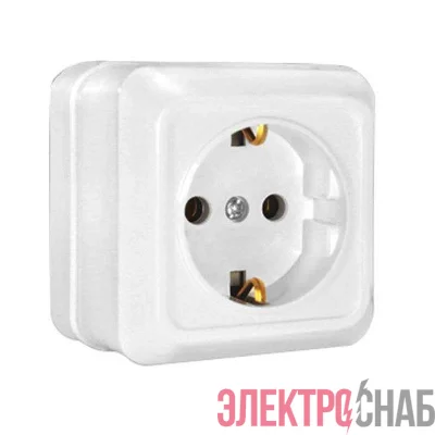 Розетка 1-м ОП Олимп 16А IP20 с заземл. бел. UNIVersal О0028