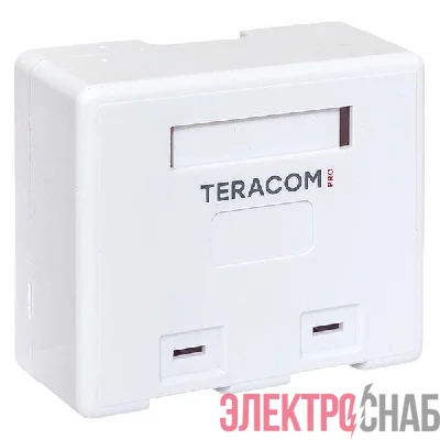 Корпус розетки настенной на 2 модуля Keystone со шторками и маркерами бел. TERACOM PRO EKF TRP-EBOX-2KSTN-WH