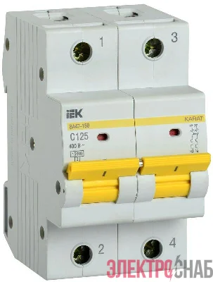 Выключатель автоматический модульный 2п C 125А 15кА ВА47-150 KARAT IEK MVA50-2-125-C