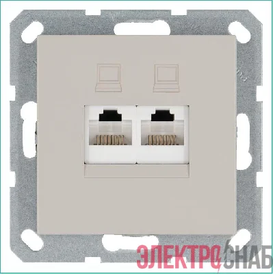 Розетка компьютерная 2-м RJ45 IP20 кат. 6 механизм тауп Jasmart G6108T