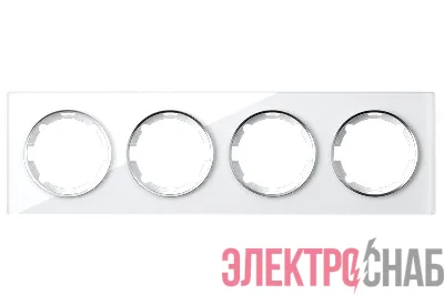Рамка 4-м Garda горизонт. стеклянная бел. 2E52401300 OneKeyElectro 2234927