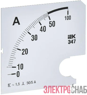 Шкала сменная для амперметра Э47 50/5А-1.5 96х96мм IEK IPA20D-SC-0050