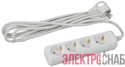 Удлинитель 4х5м с заземл. 10А IP20 UX-4e-5m ПВС 3х0.75 Эра Б0038580