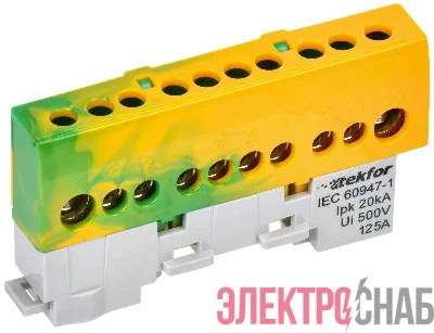Шина PE "земля" изол. на универс. держ. 8х12-10-ЖЗ TEKFOR IEK TF-NN20-10-KL-K52