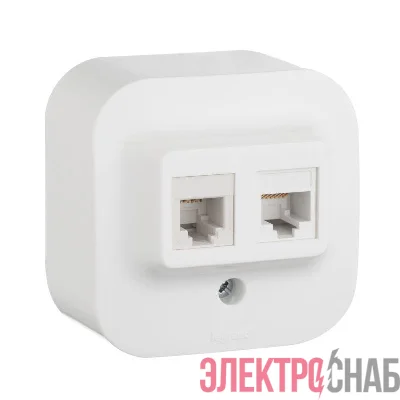 Розетка компьютерная + телеф. 1-м ОП Quteo 2мод. RJ11 + RJ45 CAT.5E UTP бел. Leg 782221
