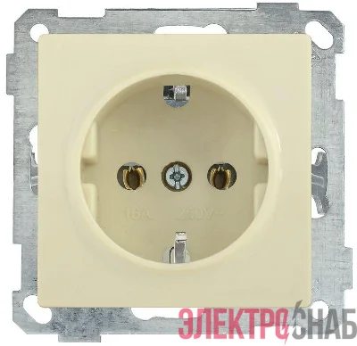 Розетка 1-м СП Bolero РС11-1-0-Б 16А IP20 с заземл. механизм крем. IEK ERB11-K33-16