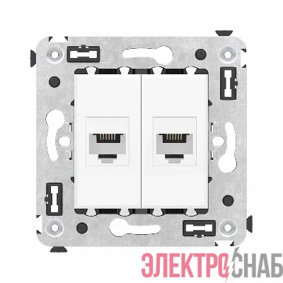 Розетка телефонная 2-м СП Avanti "Белое облако" RJ12 без шторок механизм DKC 4400614