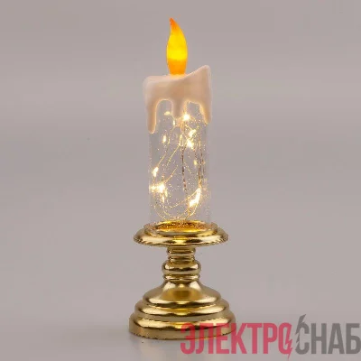 Светильник декоративный новогодний "Свеча" EGNDS-03 тепл. бел. 10 LED h=20см 2хААА IP20 Эра Б0051934