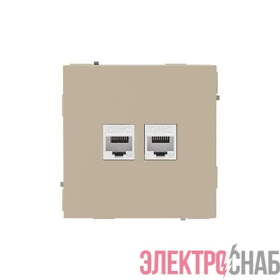 Розетка компьютерная 2-м KANT RJ45 кат.6A без шторки ванильн. марципан DKC 7015674