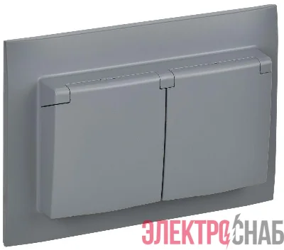 Розетка 2-м SKANDY 16А IP44 с крышкой в сборе SK-R12Gr сер. IEK SK-R26-16-44-K03-F