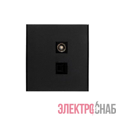 Розетка компьютерная + телевизионная СП STRONG MIELE RJ45 кат6 + TV антрацит Kranz KR-78-0722-5