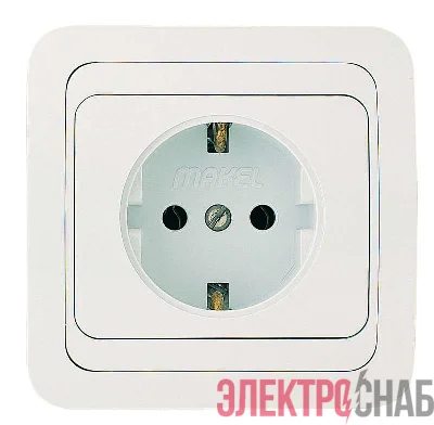 Розетка 1-м СП Mimoza 16А IP20 с заземл. пластик. основ. бел./бел. Makel 12028