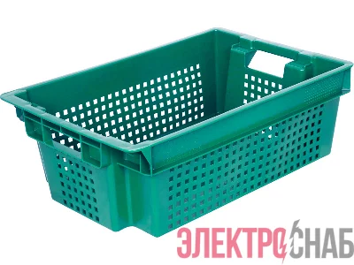 Ящик 600х400х200 1,5кг. дно сплошное, стенки перфорированные  зелёный 102-1 102-1